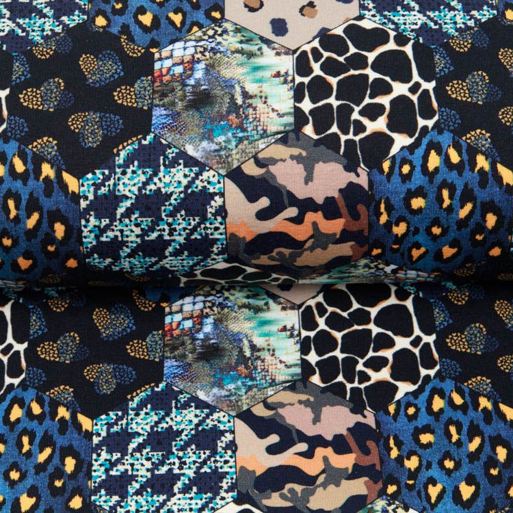 Jersey Digitalprint Stenzo Circles - große gemusterte Sechsecke - schwarz/schlamm