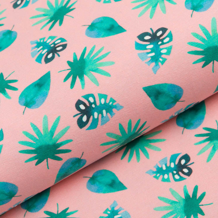 Jersey Swafing Tommy - verschiedene Dschungelblätter - rosa