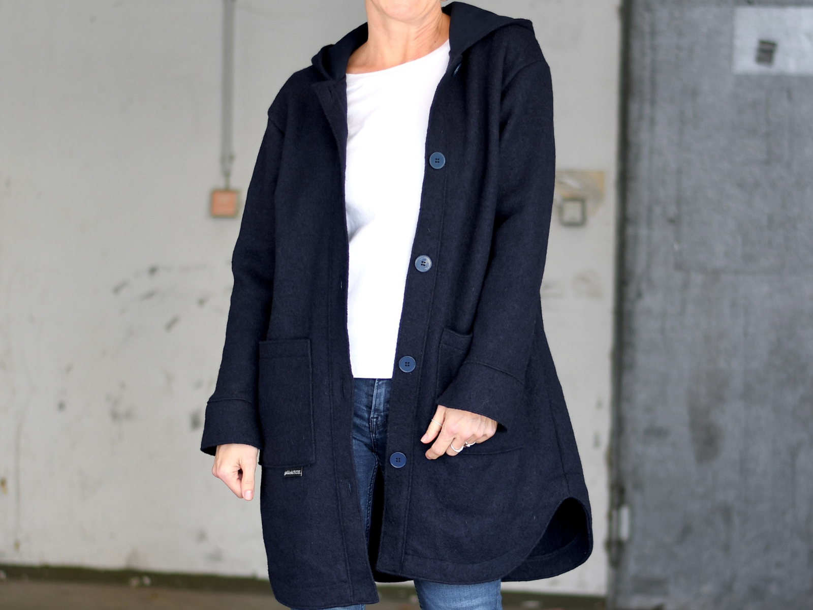 Wollwalk Stoff Naomi gekochte Wolle - uni