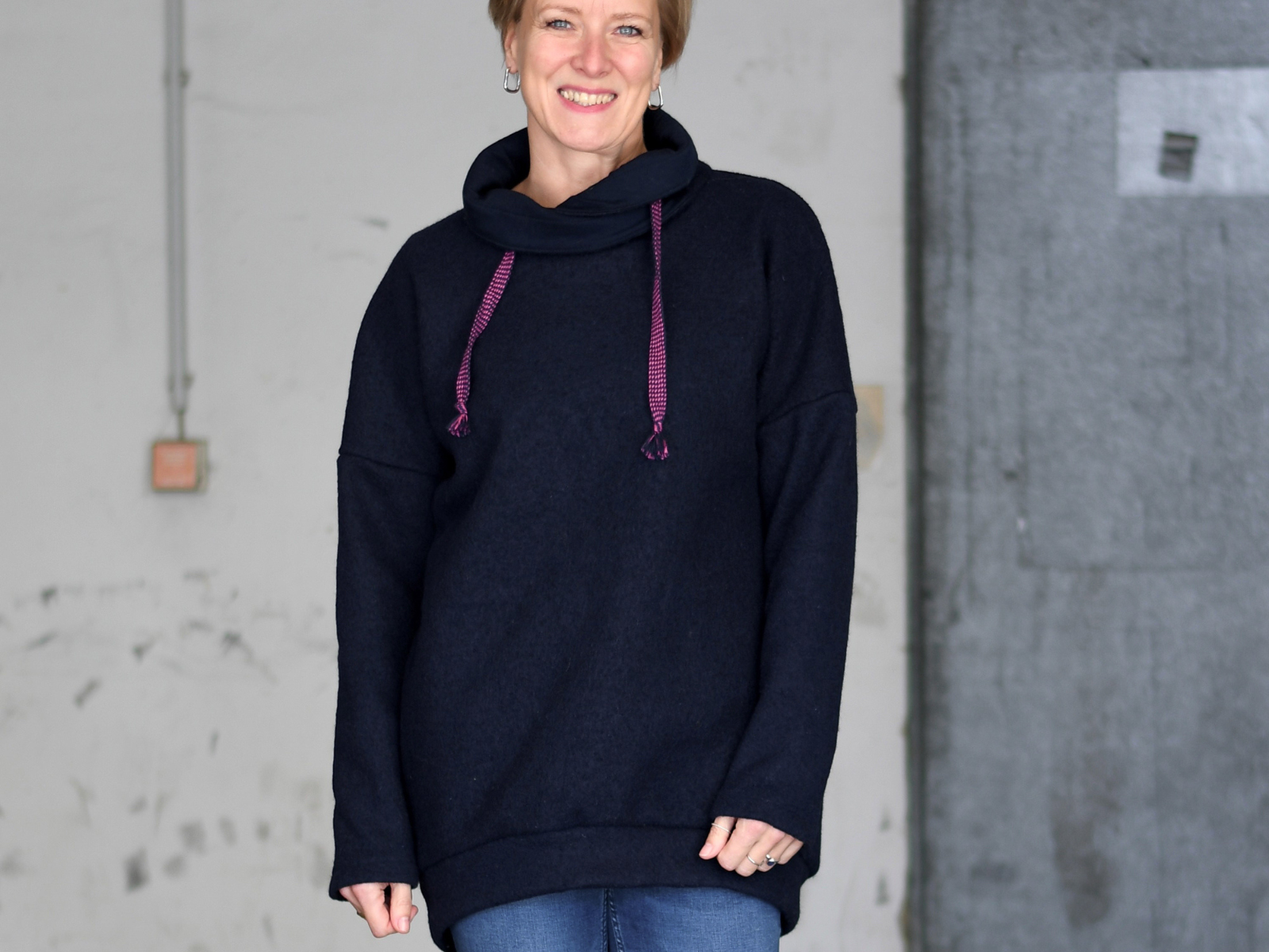 Wollwalk Stoff Naomi gekochte Wolle - uni