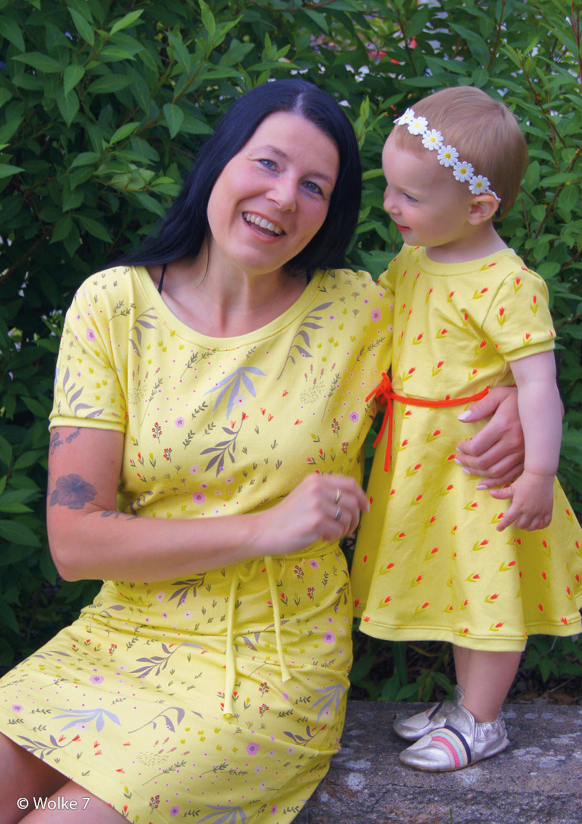 French Terry Swafing Femke - Tulpen - sonnengelb