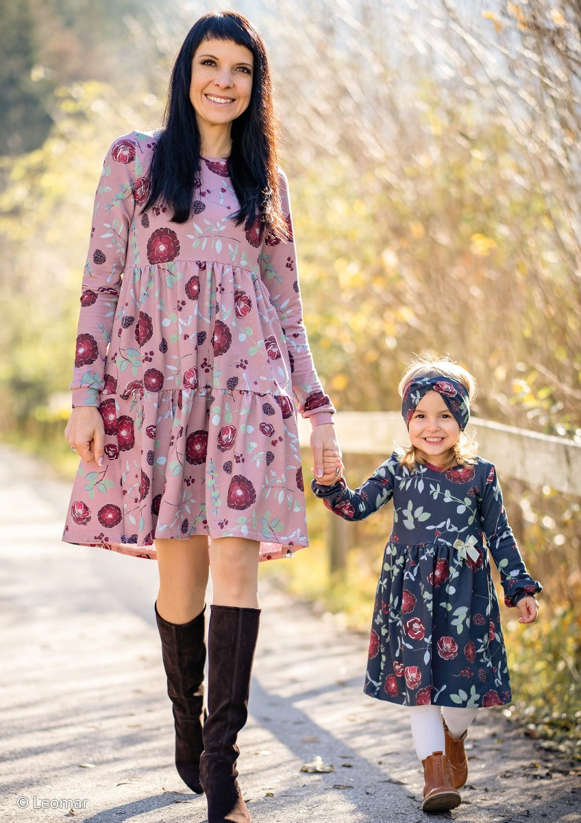 French Terry Modal Swafing Yva by Bienvenido Colorido - Beeren und Tannenzapfen - altrosa