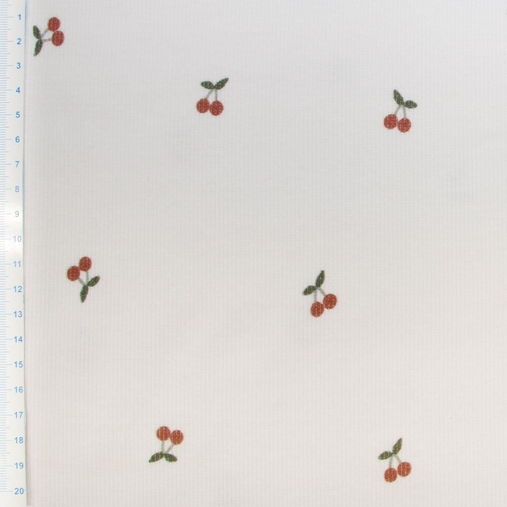 🍒Ripp-Jersey Stoff Digitaldruck - Kirschen