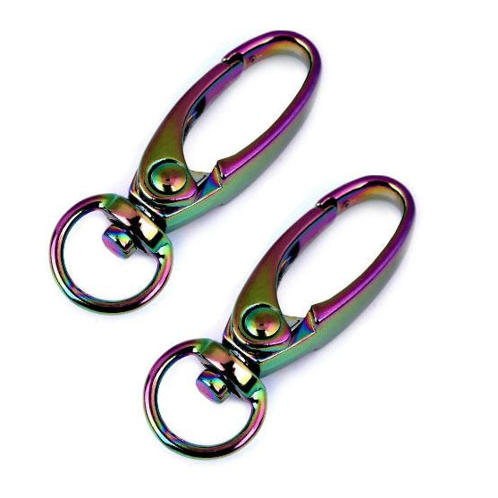 Karabinerhaken Metall - 2 Stück ca. 9 mm Lochdurchmesser - regenbogen