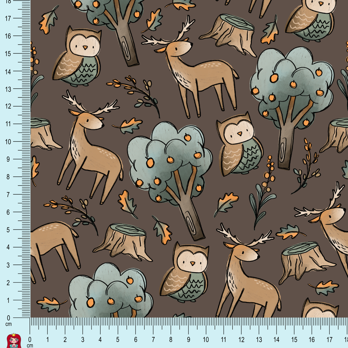 Eigenproduktion Ripp-Jersey WaldZeit Katzengold-Design - braun