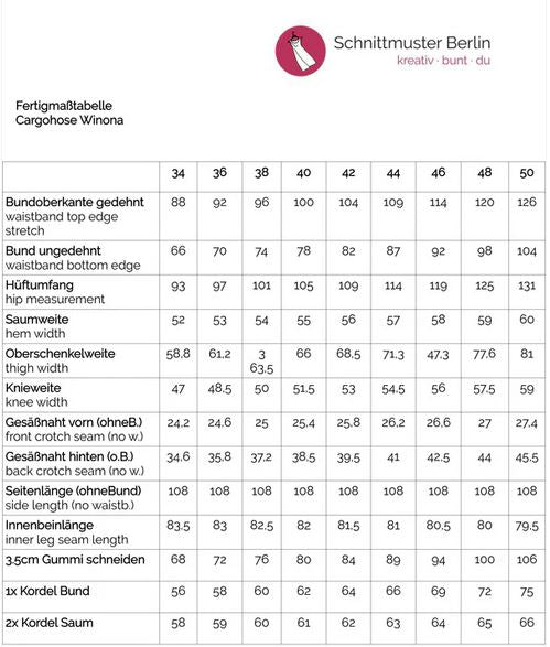Papierschnittmuster Cargohose Winona