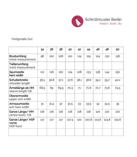 Papierschnittmuster Mantel Zuri
