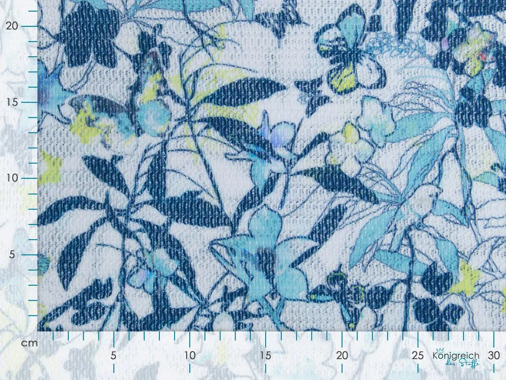 KDS Queen's Collection -  leichter Strickstoff - Blumen - weiß