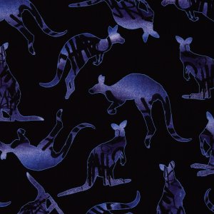 Sweat French Terry Swafing Kangaroos by Thorsten Berger - bemalte Kängurus - schwarz-blau