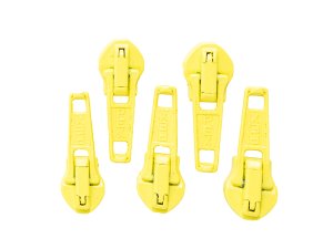 Slider/Zipper/Automatikschieber für Reißverschlüsse Größe 5 - Set 5 Stück - gelb