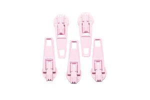 Slider / Zipper / Automatikschieber für Reißverschlüsse Größe 3 - Set 5 Stück rosa