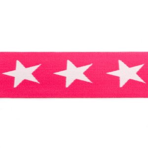 Gummiband ca. 40 mm - Sterne - pink