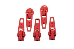 Slider / Zipper / Automatikschieber für Reißverschlüsse Größe 3 - Set 5 Stück rot