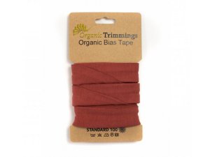 Jersey Organic Cotton Schrägband/Einfassband gefalzt 20 mm Breit x 3 Meter Coupon - uni terrakotta