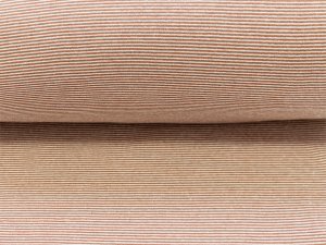 Bündchen glatt 70 cm im Schlauch - 1mm - breite Streifen - weiß-koralle