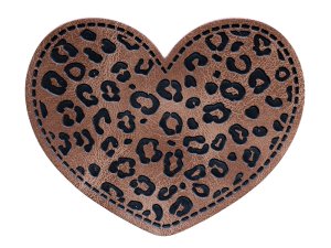 Jessy Sewing Kunstleder-Label mit aufgedruckter Nähnaht - "Leo Heart" - braun