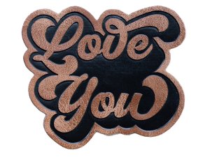 Jessy Sewing Kunstleder-Label - "Love You" - braun