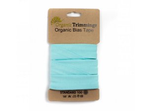 Jersey Organic Cotton Schrägband/Einfassband gefalzt 20 mm Breit x 3 Meter Coupon - uni aqua