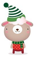Transfer-Applikation Weihnachten zum Aufbügeln ca. 7,0 cm x 4,5 cm - Schaf mit Pudelmütze