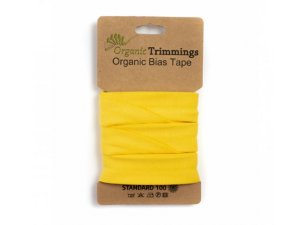 Jersey Organic Cotton Schrägband/Einfassband gefalzt 20 mm Breit x 3 Meter Coupon - uni gelb
