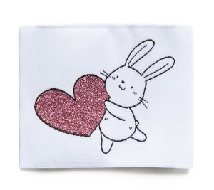 Jessy Sewing Webetiketten Label XXL Patch "Bunny with Heart" - weiß