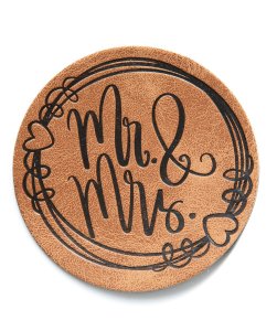 Jessy Sewing Kunstleder-Label "Mr & Mrs" - braun