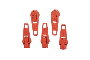 Slider / Zipper / Automatikschieber für Reißverschlüsse Größe 3 - Set 5 Stück rotorange
