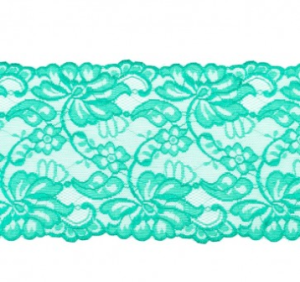 Elastische Spitze extrabreit ca. 14,5 cm - Blumenranken - dunkles grün