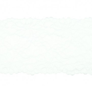 Elastische Spitze extrabreit ca. 14,5 cm - Blumenranken - weiß