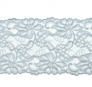 Elastische Spitze extrabreit ca. 14,5 cm - Blumenranken - graublau