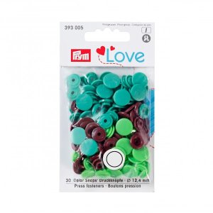 Color Snaps Druckknöpfe Prym Love 30 Stück/12,4mm gemischt - grün,bordeaux,helles grün