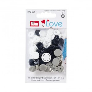 Color Snaps Druckknöpfe Prym Love 30 Stück/12,4mm gemischt - schwarz,grau,weiß