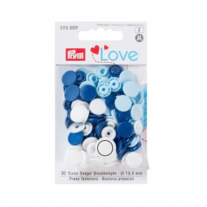 Color Snaps Druckknöpfe Prym Love 30 Stück/12,4mm gemischt - dunkles blau,blau,weiß