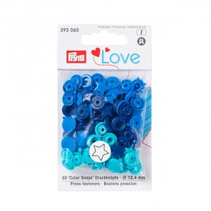 Color Snaps Druckknöpfe Prym Love 30 Stück/12,4mm gemischt - Sterne - dunkles blau,türkis,blau