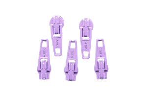 Slider / Zipper / Automatikschieber für Reißverschlüsse Größe 3 - Set 5 Stück helles lila
