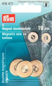 Prym 3 Magnet-Annähknöpfe 19 mm - goldfarben