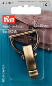 Prym breiter Karabinerhaken Metall 30x50 mm - altgold