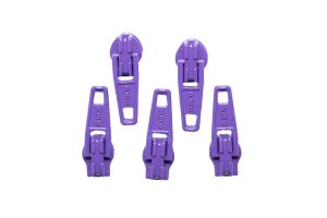 Slider / Zipper / Automatikschieber für Reißverschlüsse Größe 3 - Set 5 Stück lila