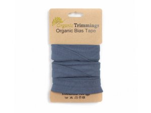 Jersey Organic Cotton Schrägband/Einfassband gefalzt 20 mm Breit x 3 Meter Coupon - uni jeansblau