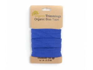 Jersey Organic Cotton Schrägband/Einfassband gefalzt 20 mm Breit x 3 Meter Coupon - uni royalblau