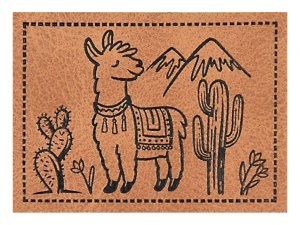 Jessy Sewing Kunstleder-Label mit aufgedruckter Nähnaht - "Lamaland" - braun