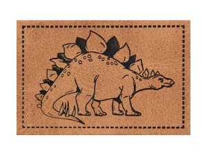 Jessy Sewing Kunstleder-Label mit aufgedruckter Nähnaht - "Stegosaurus" - braun