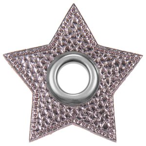 Ösen Patches Stern für Kordeln VENO Lederimitat grau-metallic
