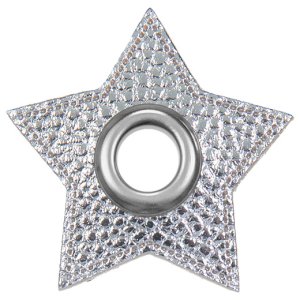  Ösen Patches Stern für Kordeln VENO Lederimitat - silberfarben-metallic