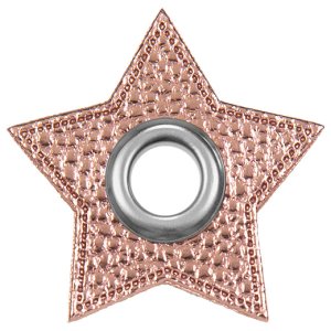 Ösen Patches Stern für Kordeln VENO Lederimitat rosa-metallic
