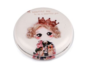Kosmetikspiegel 7cm - Mädchen mit Krone - creme