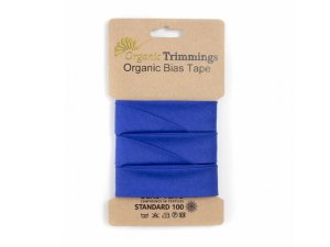 Popeline Organic Cotton Schrägband/Einfassband gefalzt 20 mm Breit x 5 Meter Coupon - uni royalblau