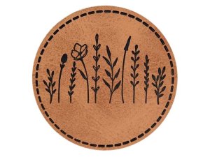 Jessy Sewing Kunstleder-Label mit aufgedruckter Nähnaht - "Wildblumen" - braun