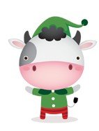 Transfer-Applikation Weihnachten zum Aufbügeln ca. 5,0 cm x 6,0 cm - Kuh als Wichtel