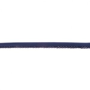 Einfassband Popeline ca. 15 mm mit Spitzenborde - uni maineblau
